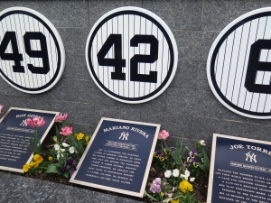 Mariano Rivera's retired 42.  He is another one of my all-time favorites.